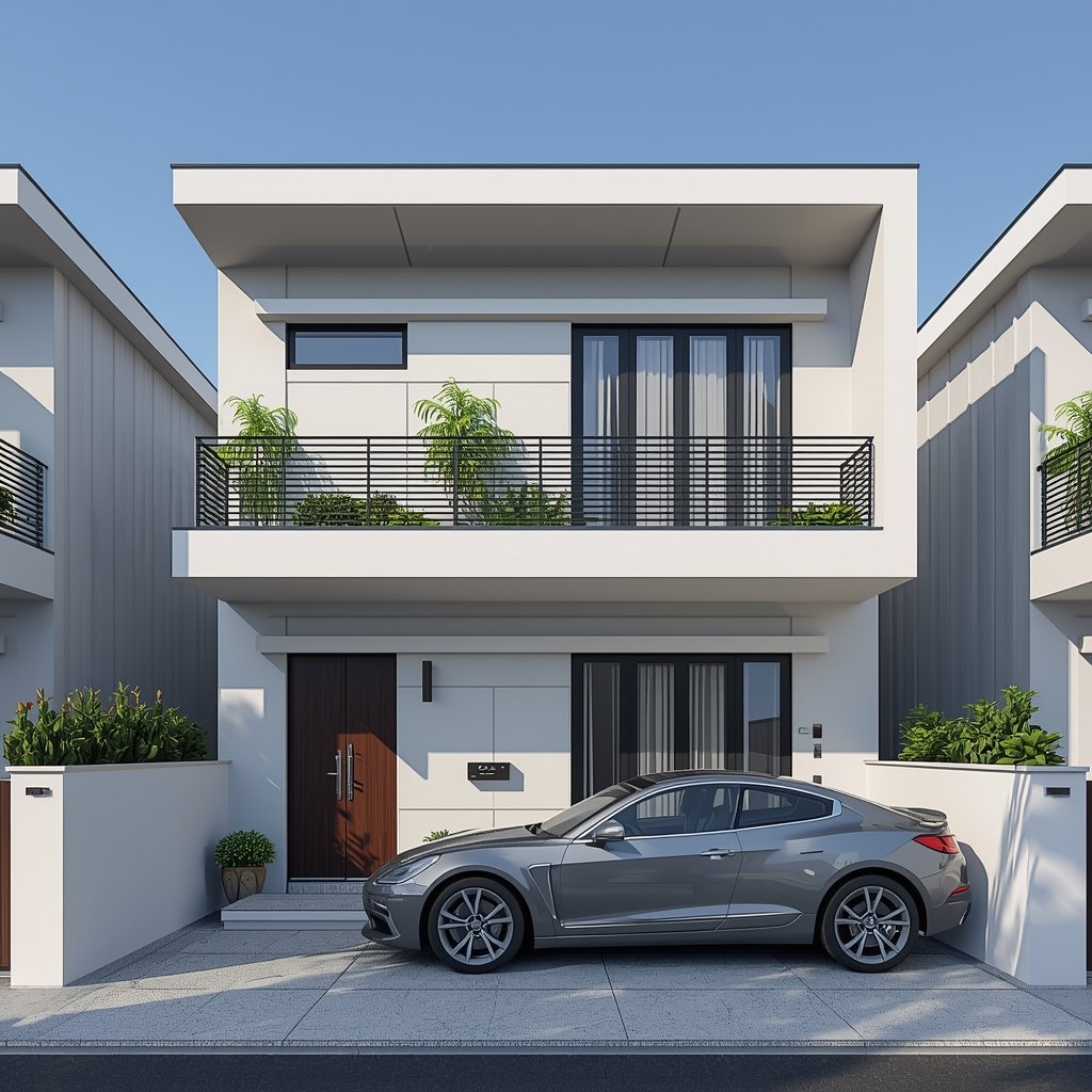 Modern apartment in financial district with wide windows